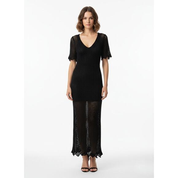 Ralph Lauren Black Label Dresses & Skirts - Ralph Lauren Black Label Mesh Short Sleeve Long Dress Morticia Addams Elvira L